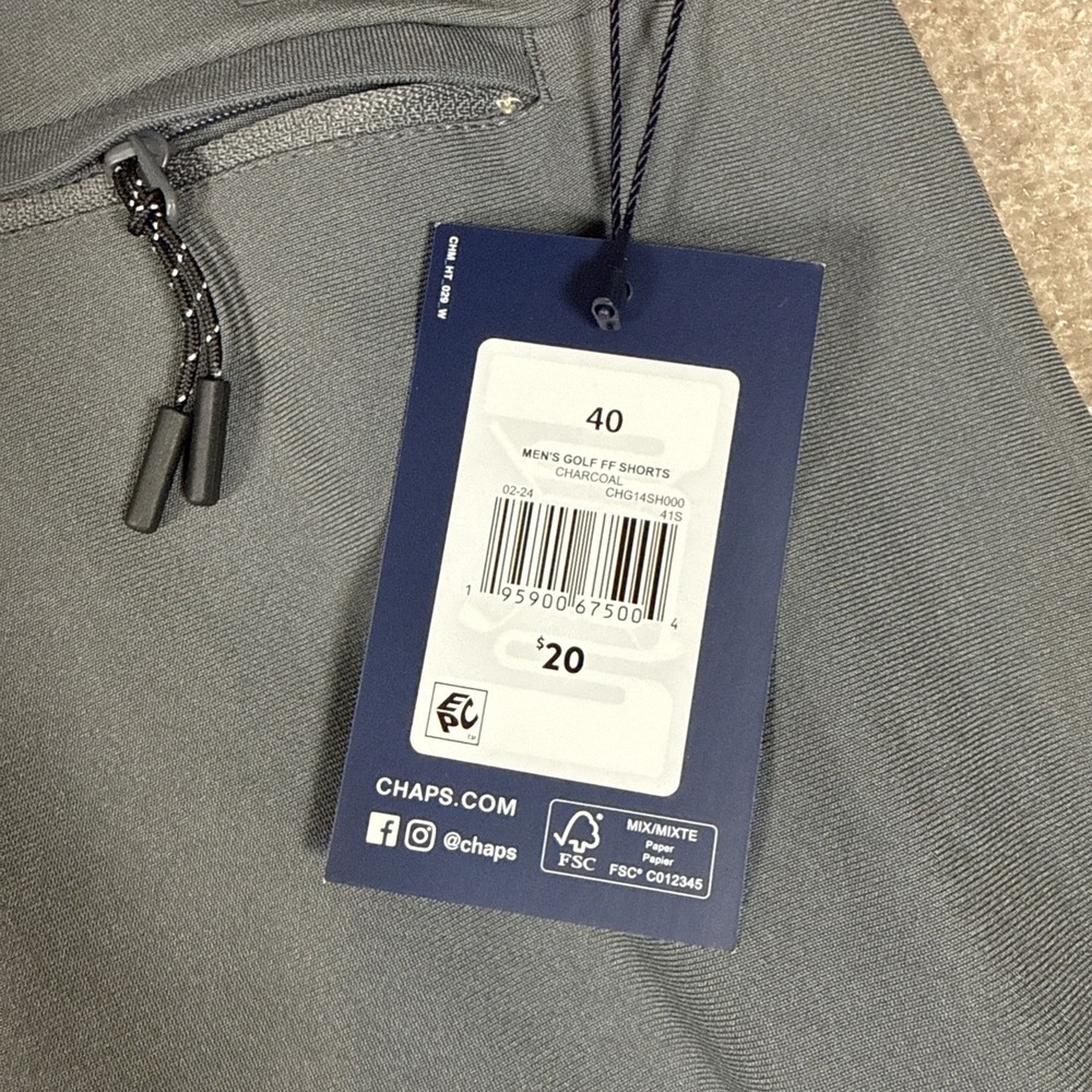 CHAPS Gray Moisture Wicking Stretch Golf Shorts Slim Fit 40" Waist 9" Inseam NWT - Picture 9 of 10